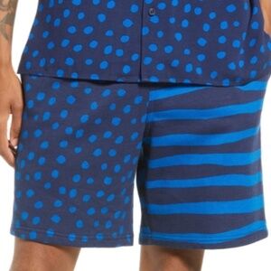 Nordstrom by Christina Martinez Fleece Shorts Navy Dot Paint Stripe 2XL